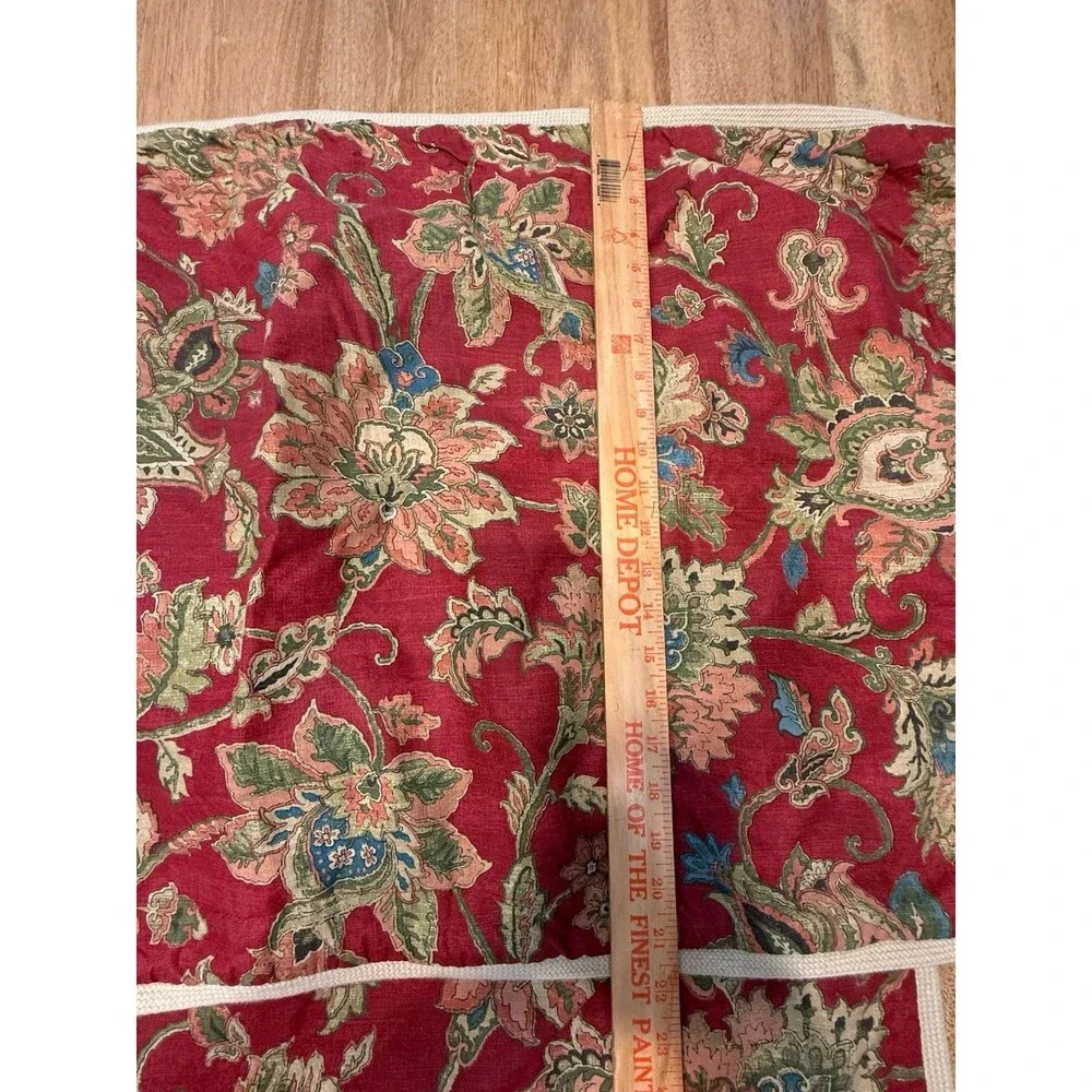 Chaps Annabelle 2 King Shams Red Jacobean Floral Paisley Jute Trim